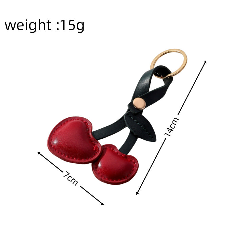 Wholesale New Leather Cherry Keychain Pendant